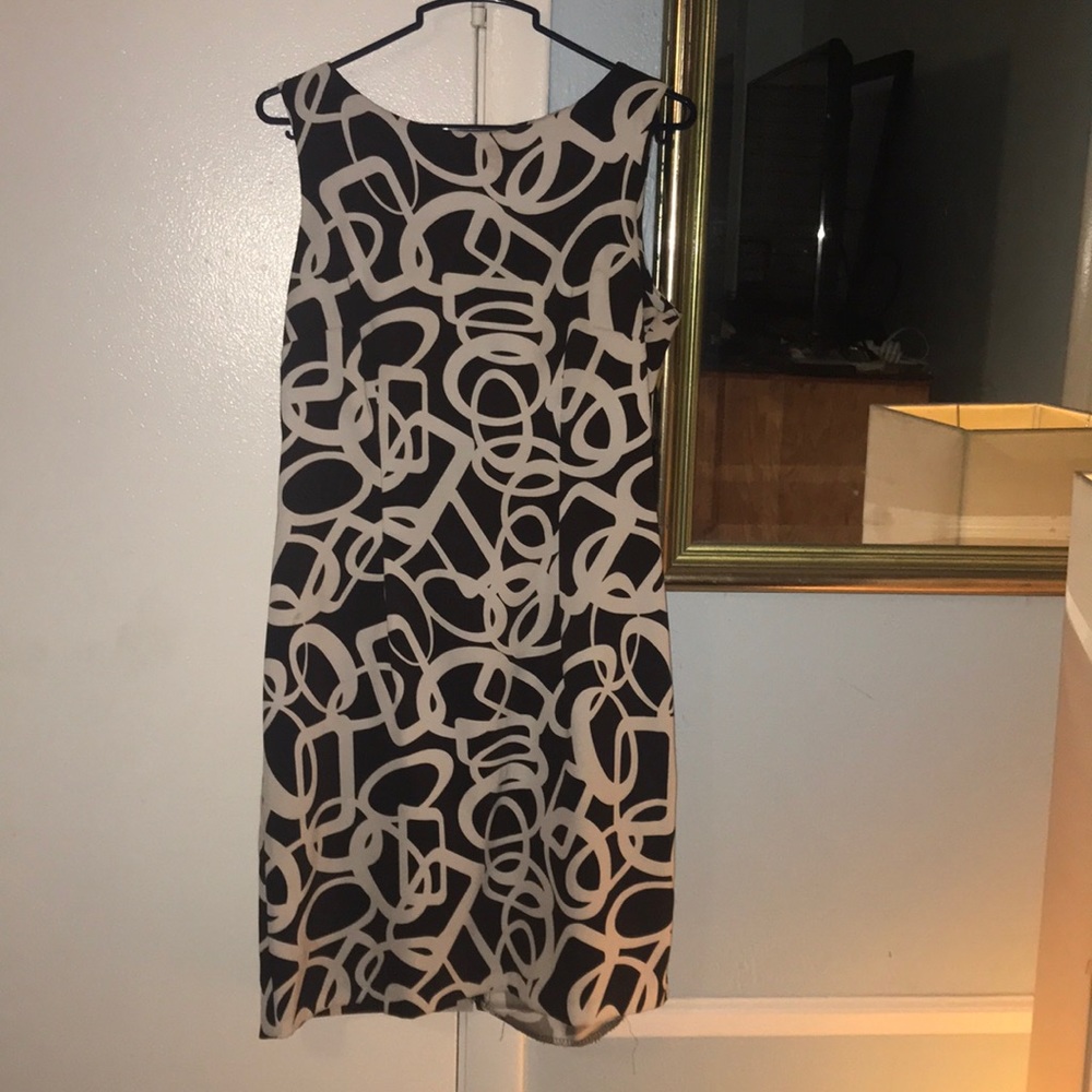 Brown with white design mini dress